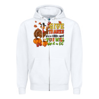 White give thanks for a little and you will find a lot Zipper Hoodie - MaliasSmallBusiness