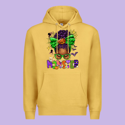 Halloween Afro Messy Bun Momster Premium Hoodie Designed By Texasbilliewilder
