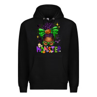 Black Halloween Afro Messy Bun Momster Premium Hoodie - texasbilliewilder