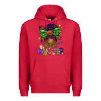 Cardinal Halloween Afro Messy Bun Momster Premium Hoodie - texasbilliewilder