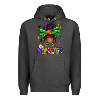 Charcoal Heather Halloween Afro Messy Bun Momster Premium Hoodie - texasbilliewilder