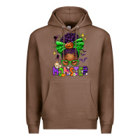 Chestnut Halloween Afro Messy Bun Momster Premium Hoodie - texasbilliewilder