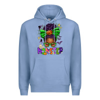 Colony Blue Halloween Afro Messy Bun Momster Premium Hoodie - texasbilliewilder
