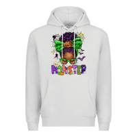 Dove Grey Halloween Afro Messy Bun Momster Premium Hoodie - texasbilliewilder