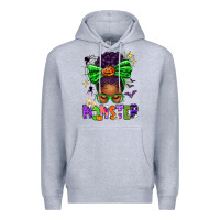 Heather Grey Halloween Afro Messy Bun Momster Premium Hoodie - texasbilliewilder