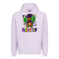 Lilac Halloween Afro Messy Bun Momster Premium Hoodie - texasbilliewilder