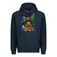 Navy Halloween Afro Messy Bun Momster Premium Hoodie - texasbilliewilder