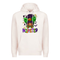 Pale Pink Halloween Afro Messy Bun Momster Premium Hoodie - texasbilliewilder