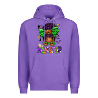 Purple Halloween Afro Messy Bun Momster Premium Hoodie - texasbilliewilder