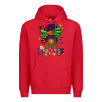 Red Halloween Afro Messy Bun Momster Premium Hoodie - texasbilliewilder