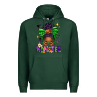 Sports Green Halloween Afro Messy Bun Momster Premium Hoodie - texasbilliewilder