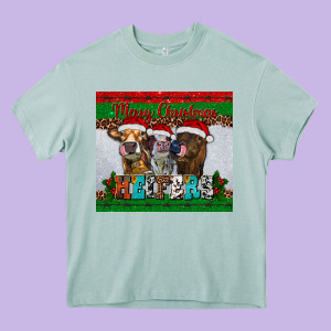 Merry Christmas Heifers Heavy Core Tee Designed By Ranaportraitstore