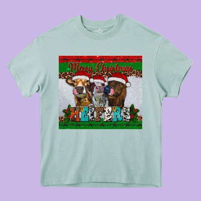 Merry Christmas Heifers Heavy Core Tee Designed By Ranaportraitstore