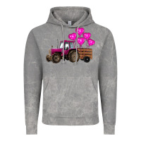 Cloud Rock valentines day pink tractor with pink heart balloo Vintage Hoodie - RanaPortraitStore