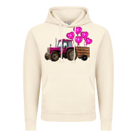 Vintage Artic valentines day pink tractor with pink heart balloo Vintage Hoodie - RanaPortraitStore