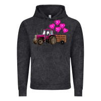 Vintage Black valentines day pink tractor with pink heart balloo Vintage Hoodie - RanaPortraitStore