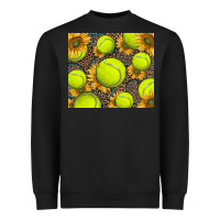 Black tennis ball with sunflower and racket Heavyweight Sweatshirt - BarkalooDesign