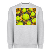 Tennis Ball With Sunflower And Racket Heavyweight Sweatshirt | Teevron
