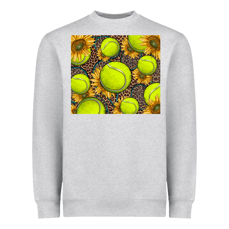 Tennis Ball With Sunflower And Racket Heavyweight Sweatshirt by BarkalooDesign | Teevron