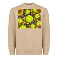 Mushroom tennis ball with sunflower and racket Heavyweight Sweatshirt - BarkalooDesign