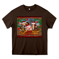 Chocolate Brown merry christmas cow pig and horse Heavy Core Tee - RanaPortraitStore