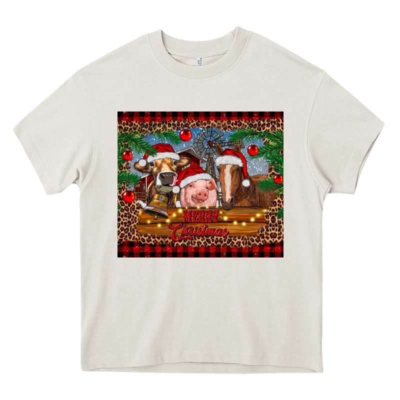 Merry Christmas Cow Pig And Horse Heavy Core Tee by RanaPortraitStore | Teevron