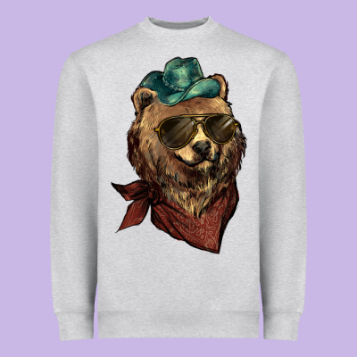 Bear Cowboy Heavyweight Sweatshirt Designed By Nancycooperartshop