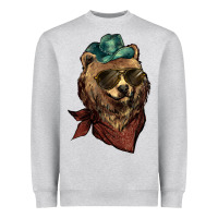 Heather Grey bear cowboy Heavyweight Sweatshirt - NancyCooperArtShop