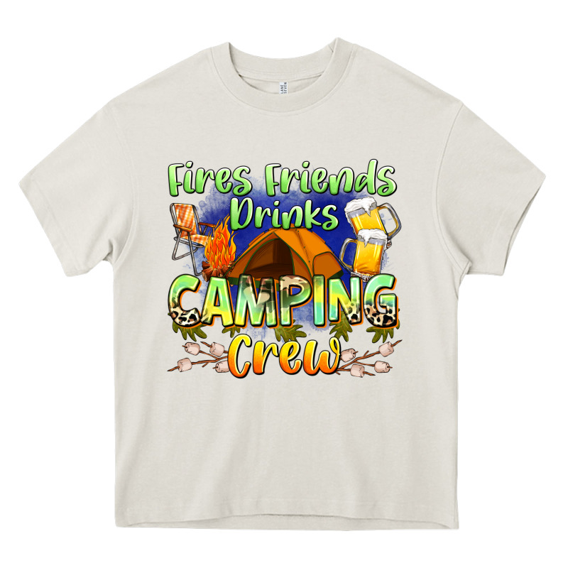Fires Friends Drinks Camping Crew Heavy Core Tee by Zillion Design Studio | Teevron