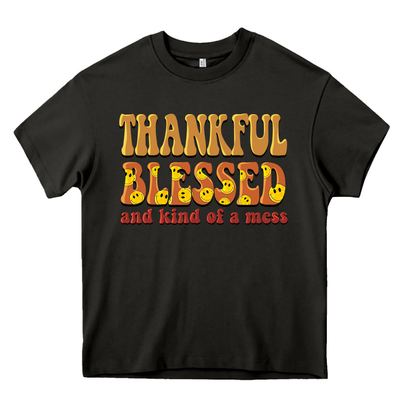 Thankful Blessed And Kind Of A Mess Heavy Core Tee by BarkalooDesign | Teevron
