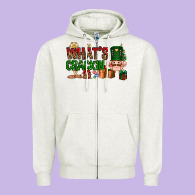 What's Crackin Christmas Zipper Hoodie Designed By Nancycooperartshop