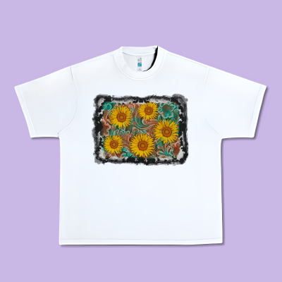 Leather Sunflower Background Urban Heavy Tee Designed By Adodesignshop