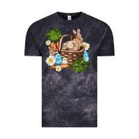 Cloud Black easter bunny in basket wıth carrot and eggs Vintage Tee - AdoDesignShop