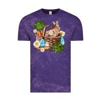 Cloud Purple easter bunny in basket wıth carrot and eggs Vintage Tee - AdoDesignShop