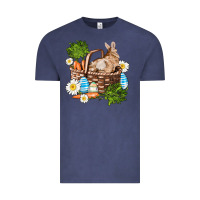 Vintage Denim easter bunny in basket wıth carrot and eggs Vintage Tee - AdoDesignShop