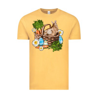 Vintage Mustard easter bunny in basket wıth carrot and eggs Vintage Tee - AdoDesignShop