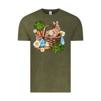 Vintage Olive easter bunny in basket wıth carrot and eggs Vintage Tee - AdoDesignShop