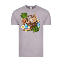 Vintage Zinc easter bunny in basket wıth carrot and eggs Vintage Tee - AdoDesignShop