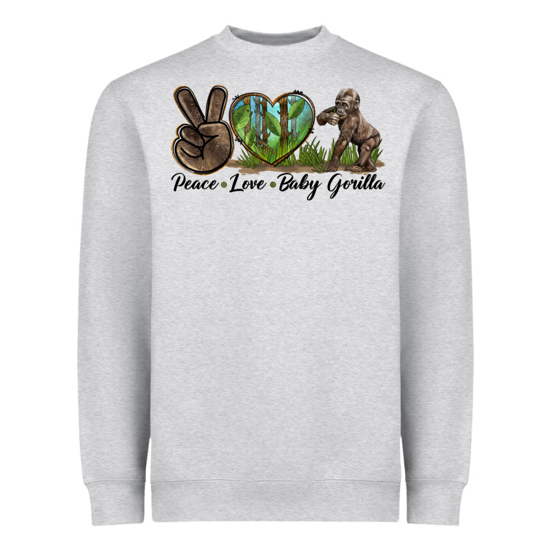 Peace Love Baby Gorilla Heavyweight Sweatshirt by LillyAllenDesigns | Teevron