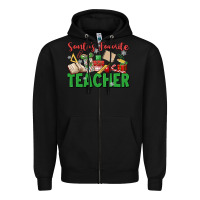 Black santa's favorite teacher Zipper Hoodie - MaliasSmallBusiness
