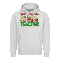 Dove Grey santa's favorite teacher Zipper Hoodie - MaliasSmallBusiness