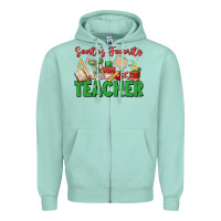 Seafoam santa's favorite teacher Zipper Hoodie - MaliasSmallBusiness
