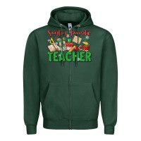 Sports Green santa's favorite teacher Zipper Hoodie - MaliasSmallBusiness