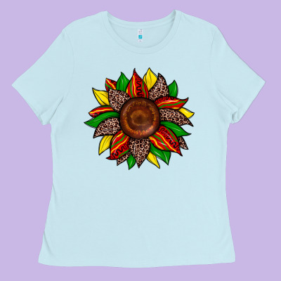 Juneteenth Leopard Sunflower Ladies Tee Designed By Zillion Design Studio