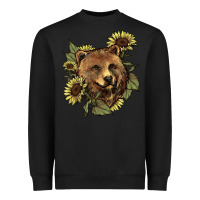 Black bear head sunflowers Heavyweight Sweatshirt - NancyCooperArtShop