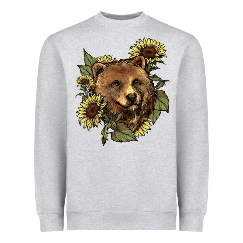 Bear Head Sunflowers Heavyweight Sweatshirt by NancyCooperArtShop | Teevron