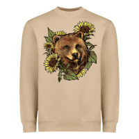 Mushroom bear head sunflowers Heavyweight Sweatshirt - NancyCooperArtShop