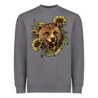 Storm bear head sunflowers Heavyweight Sweatshirt - NancyCooperArtShop