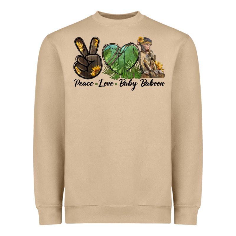 Peace Love Baby Baboon Heavyweight Sweatshirt by LillyAllenDesigns | Teevron