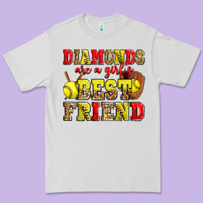 Diamonds Are A Girl's Best Friend Softball Premium Tee Designed By Zillion Design Studio